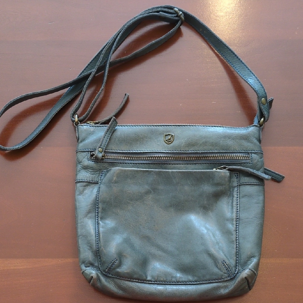 Blue Leather Shoulder Crossbody Purse Bag